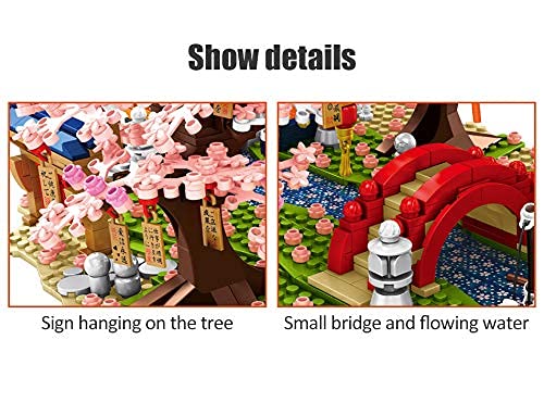 Bloques de construcción Cherry Blossom Street View, 1400 Piezas Kit de Modelo de construcción Cherry Blossom River Compatible con Lego