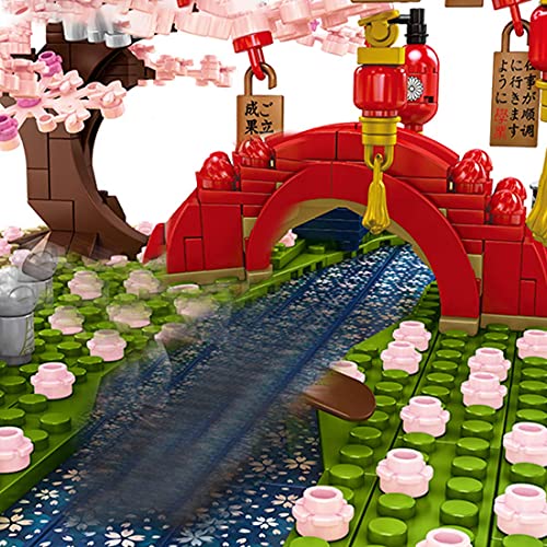 Bloques de construcción Cherry Blossom Street View, 1400 Piezas Kit de Modelo de construcción Cherry Blossom River Compatible con Lego