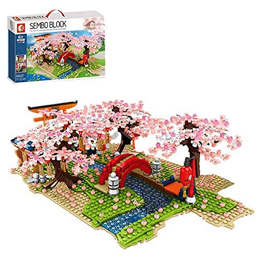 Bloques de construcción Cherry Blossom Street View, 1400 Piezas Kit de Modelo de construcción Cherry Blossom River Compatible con Lego