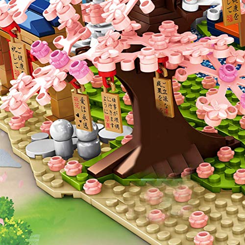 Bloques de construcción Cherry Blossom Street View, 1400 Piezas Kit de Modelo de construcción Cherry Blossom River Compatible con Lego