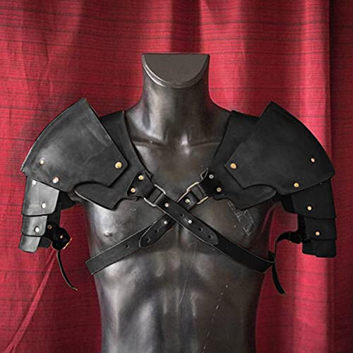 Bnjghcug Hombrera De Cuero De Caballero Steampunk - Hombreras Medievales Remache De Cuero De PU Guerrero Vikingo Armadura De Hombro Disfraz,Negro