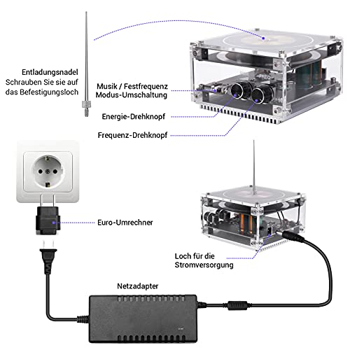 Bobina de Tesla de Tesla, Bluetooth, altavoz de plasma, transmisión inalámbrica, experimentación de Tesla Coil ciencia, educación, escritorio, juguete modelo SSTC