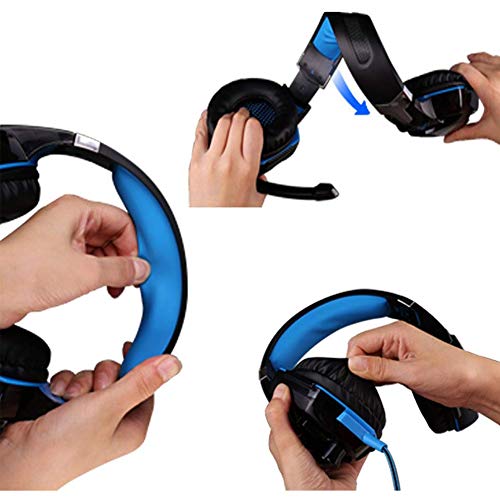 Boenxuan sobre-oído del Juego del Juego de Auriculares Auriculares Auriculares Diadema con micrófono estéreo bajo la luz del LED para el Juego,Negro