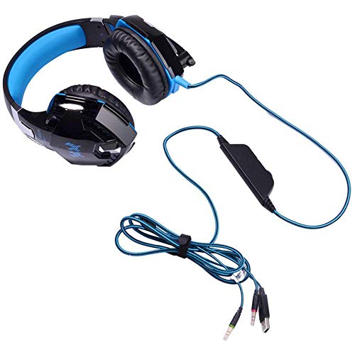 Boenxuan sobre-oído del Juego del Juego de Auriculares Auriculares Auriculares Diadema con micrófono estéreo bajo la luz del LED para el Juego,Negro