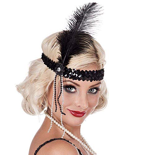 Boland-28310 Diadema con Plumas Charleston, color negro, Talla única (Ciao Srl 28310)