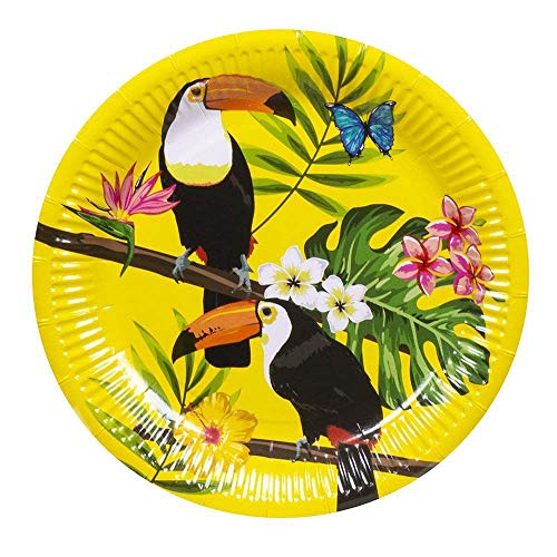 Boland- Juego de vajilla para Fiesta de tucán, Platos, Vasos, servilletas, Mantel, Multicolor, Talla única (10135511)