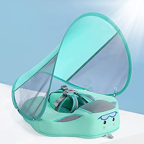 Bomoya Flotador de natación para bebés y niños pequeños, sólido, no inflable, impermeable, hermético con parasol con toldo desmontable para el uso en el hogar y la piscina