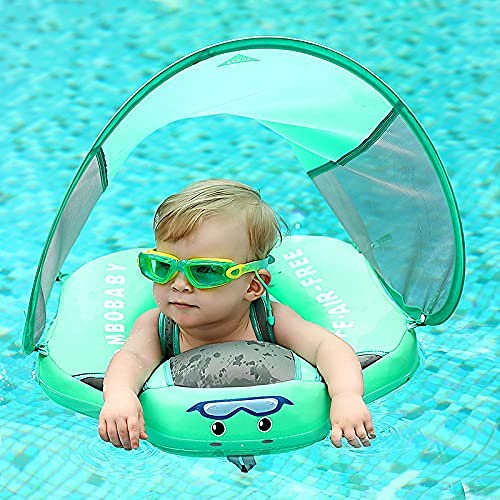 Bomoya Flotador de natación para bebés y niños pequeños, sólido, no inflable, impermeable, hermético con parasol con toldo desmontable para el uso en el hogar y la piscina