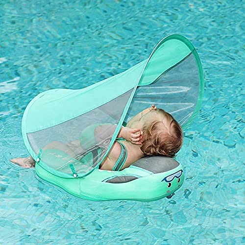 Bomoya Flotador de natación para bebés y niños pequeños, sólido, no inflable, impermeable, hermético con parasol con toldo desmontable para el uso en el hogar y la piscina