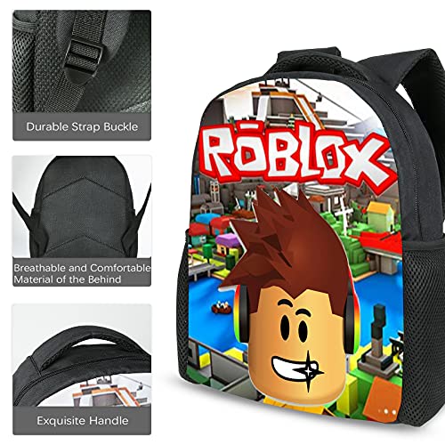 Bonamana Roblox - Mochila escolar impresa en 3D con bolsillos grandes para niños, mochilas para niños, bolsas de libros para niños, azul, small