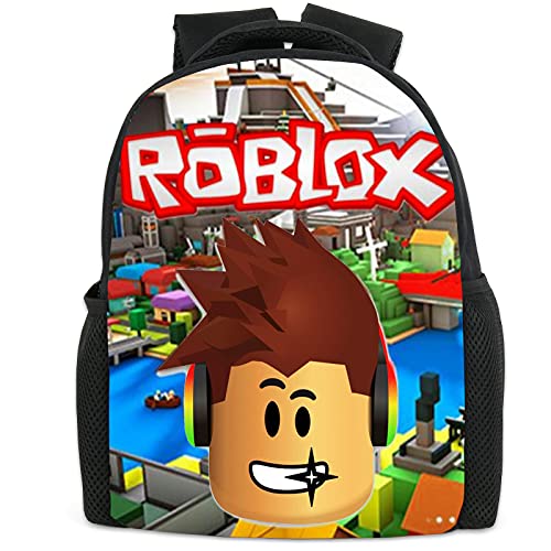 Bonamana Roblox - Mochila escolar impresa en 3D con bolsillos grandes para niños, mochilas para niños, bolsas de libros para niños, azul, small