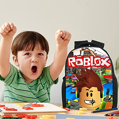 Bonamana Roblox - Mochila escolar impresa en 3D con bolsillos grandes para niños, mochilas para niños, bolsas de libros para niños, azul, small