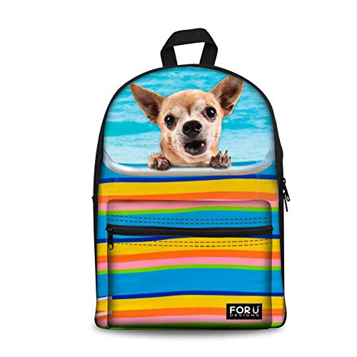 Bonita mochila de viaje con estampado de perro chihuahua, mochila escolar para adolescentes y niñas