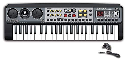 Bontempi- Organo ELECTRONICO 49 Teclas Adaptador Y Conector USB Sonidos 100 RITMOS con MP3 57X25X18CM, Multicolor (154900)