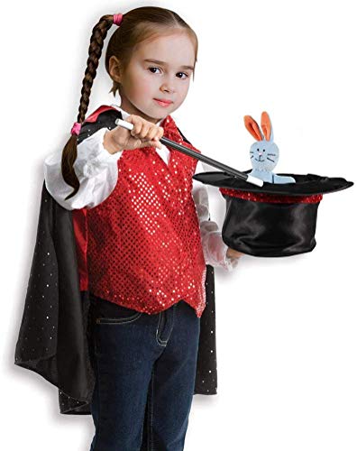 boogift Disfraz Mago niño-Trucos Magia Set Infantil-Disfraz de Mago para niños Juego de Magia,Accesorios Capa Mago Gorro Mago Varita Mago Guantes Mago Disfraz de rol para Carnaval Halloween Fiesta