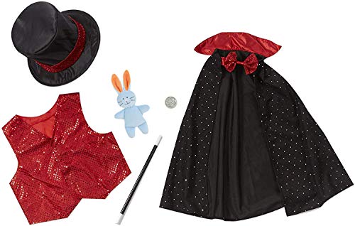 boogift Disfraz Mago niño-Trucos Magia Set Infantil-Disfraz de Mago para niños Juego de Magia,Accesorios Capa Mago Gorro Mago Varita Mago Guantes Mago Disfraz de rol para Carnaval Halloween Fiesta