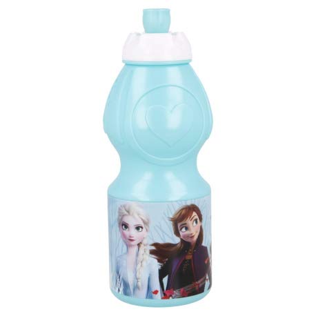 Botella deportiva de plástico para niños, 400 ml, con boquilla (FROZEN II BLUE FOREST)