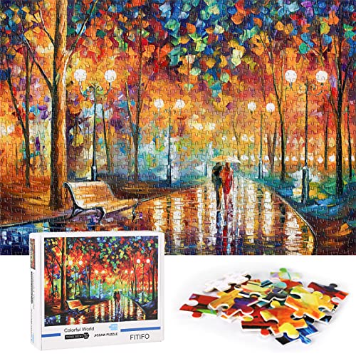 Brain Teasers Walking In The Rain Puzzles 1000 piezas para niños y adultos divertidos y coloridos puzzles de Navidad puzzles de Navidad puzzles educativos juguetes familia novia regalos de cumpleaños