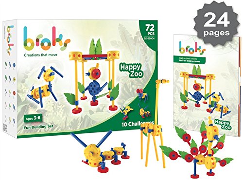 Broks - Happy Zoo: Juego de construcción Educativo para Montar Animales. 72 Piezas encajables