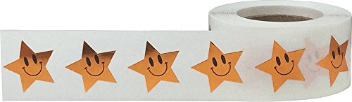 Bronce Metálico Cara Feliz Pegatinas de Estrellas, 19 mm 3/4 Pulgadas Etiquetas Brillantes 500 Paquete