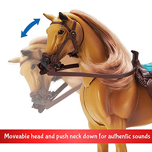 Caballo de Cuarto con Cabeza móvil, Sonido Realista y 14 Accesorios de Aseo – Blue Ribbon Champions Deluxe Toy Caballos