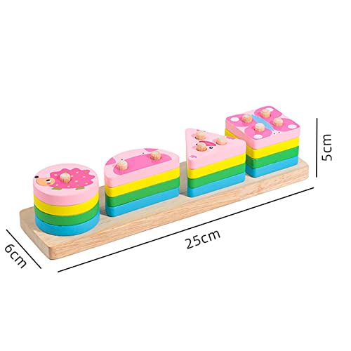 CACAZI Clasificación De Juguete De Apilamiento Bloque De Reconocimiento De Animales De Madera Preescolar Juguete Educativo Niño Niños Niños Triángulo Cuadrado