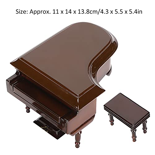 Caja de Música para Piano, Exquisito Modelo de Piano en Miniatura Marrón, Modelo de Piano de Cola de Madera con Banco, Regalo para Navidad/Cumpleaños/Día de San Valentín, Hermosa Melodía, Instrume