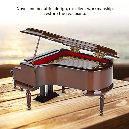 Caja de Música para Piano, Exquisito Modelo de Piano en Miniatura Marrón, Modelo de Piano de Cola de Madera con Banco, Regalo para Navidad/Cumpleaños/Día de San Valentín, Hermosa Melodía, Instrume