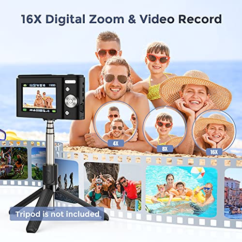 Cámara Digital Cámara compacta 1080P FHD Cámaras de Video de 36 megapíxeles con Zoom Digital 16X, cámara de Bolsillo de Viaje LCD de 2.4"para Youtube Vlogging para Principiante de fotografía (Nergo)