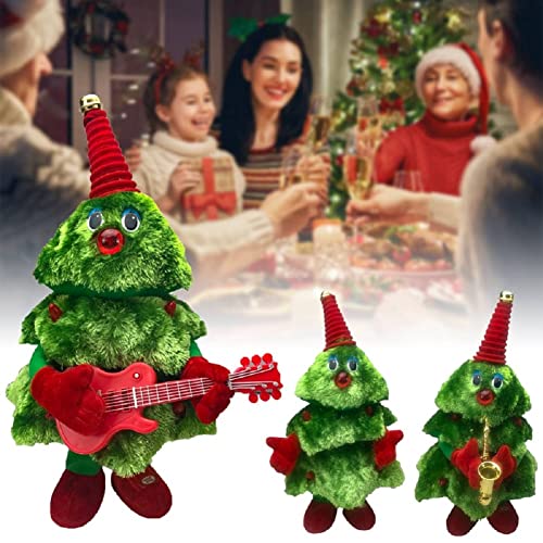 Canghai Juguete de árbol de Navidad eléctrico Dacing Juguete de canto animado con saxofón Guitarra LED Luz de Navidad Musical Niños Amante Regalo Decoración (B)