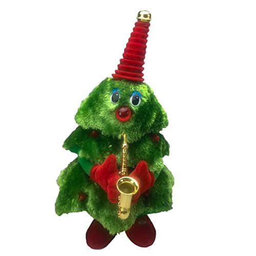 Canghai Juguete de árbol de Navidad eléctrico Dacing Juguete de canto animado con saxofón Guitarra LED Luz de Navidad Musical Niños Amante Regalo Decoración (B)