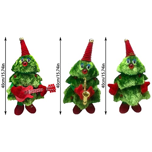 Canghai Juguete de árbol de Navidad eléctrico Dacing Juguete de canto animado con saxofón Guitarra LED Luz de Navidad Musical Niños Amante Regalo Decoración (B)