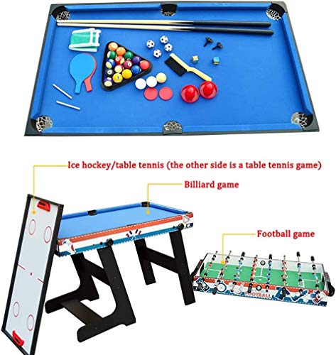 CARACHOME Mesa multijuego Plegable 4 en 1, Mesa de Billar/Air Hockey/Mini Mesa de Ping Pong con Patas Plegables, para Adultos y niños, Juegos Familiares