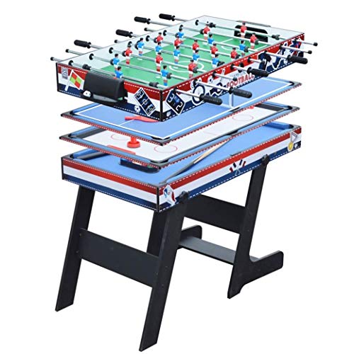 CARACHOME Mesa multijuego Plegable 4 en 1, Mesa de Billar/Air Hockey/Mini Mesa de Ping Pong con Patas Plegables, para Adultos y niños, Juegos Familiares