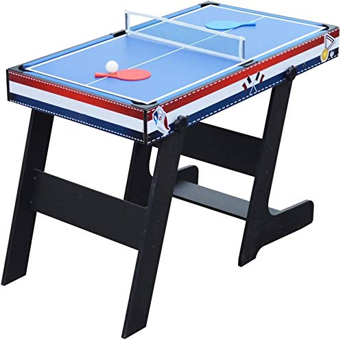 CARACHOME Mesa multijuego Plegable 4 en 1, Mesa de Billar/Air Hockey/Mini Mesa de Ping Pong con Patas Plegables, para Adultos y niños, Juegos Familiares