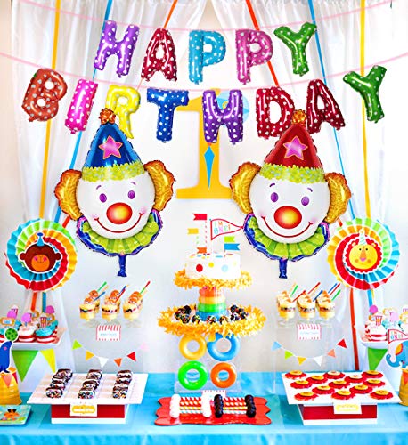 Carnaval Fiesta de cumpleaños Decoraciones Suministros Fiesta de Circo Decoración Unisex para niños Chicas Cumpleaños con Pancarta de cumpleaños Feliz y Adornos de Cupcake