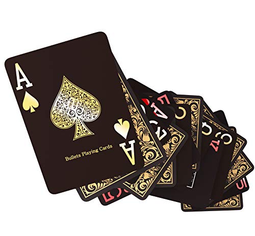 Cartas de Póquer de Plástico Black Edition - Alto Brillo - con Dos Cartas de Esquina - Juego de Cartas de Índice Jumbo para Texas Holdem Poker