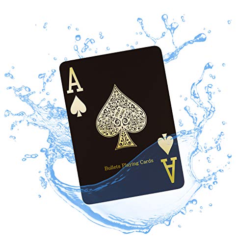 Cartas de Póquer de Plástico Black Edition - Alto Brillo - con Dos Cartas de Esquina - Juego de Cartas de Índice Jumbo para Texas Holdem Poker