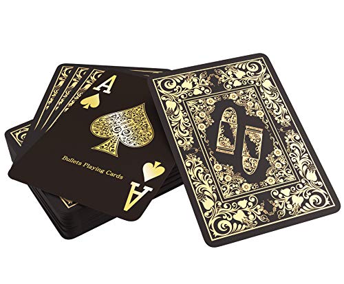 Cartas de Póquer de Plástico Black Edition - Alto Brillo - con Dos Cartas de Esquina - Juego de Cartas de Índice Jumbo para Texas Holdem Poker