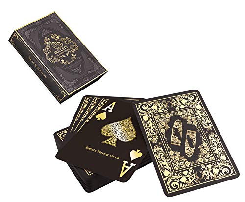 Cartas de Póquer de Plástico Black Edition - Alto Brillo - con Dos Cartas de Esquina - Juego de Cartas de Índice Jumbo para Texas Holdem Poker