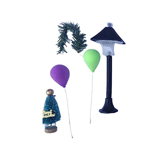 Casa De Muñecas En Miniatura Juego De Puertas Casa De Muñecas Conjunto De Muebles De Navidad Miniatura Alfombra Escalera Escoba Guirnalda Balloon Street Light Doll Casa Accesorios