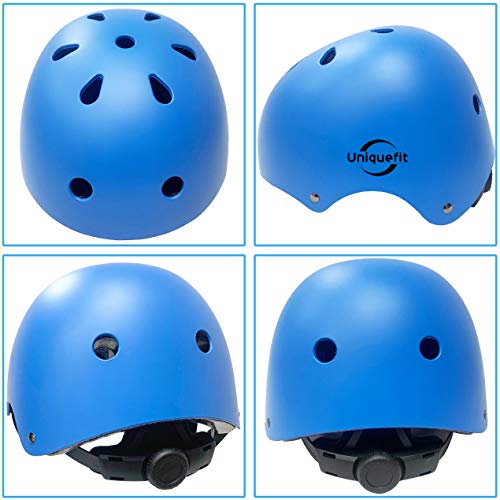 Casco Ajustable para niños y Equipo de protección, Cascos y Almohadillas para Bicicletas para niños pequeños, Rodilleras, Coderas y muñequeras (Blue, S(3-8years Old))