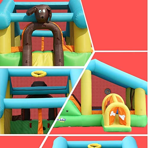 Castillos hinchables De Dibujos Animados Castillo Inflable para Niños Jardín, con Cama De Rebote, Tobogán, Anillo De Baloncesto Deportivo, Escalada