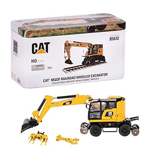 Caterpillar M323F 85612 - Excavadora móvil (Incluye Accesorios, Escala 1:87, 9,5 x 3,4 x 4,6 cm, Escala 14+, para maquetas de ferrocarriles y coleccionistas)