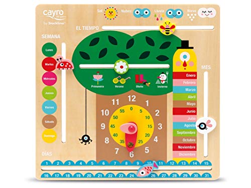 Cayro-8107 Calendario Aprendizaje Madera multidioma, Multicolor (8107)