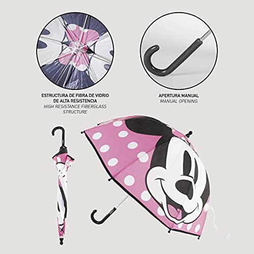 CERDÁ LIFE'S LITTLE MOMENTS-Paraguas Niña Minnie Mouse de Color Rosa-Licencia Oficial Disney, (2400000597)