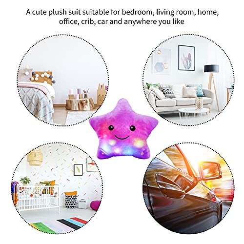 CHAMAIR Cojín con forma de estrella con luces LED, cojín de peluche suave, cojín luminoso, decoración del hogar, juguete para la habitación de los niños