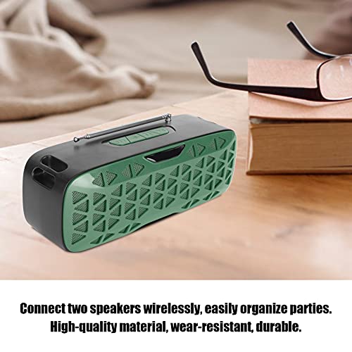 ciciglow Altavoz de Radio Bluetooth portátil 2 en 1, Altavoz estéreo inalámbrico TWS de 2 x 3 W con batería de 1200 mAh 2 x 3 W para Fiestas de Viaje al Aire Libre(Verde)