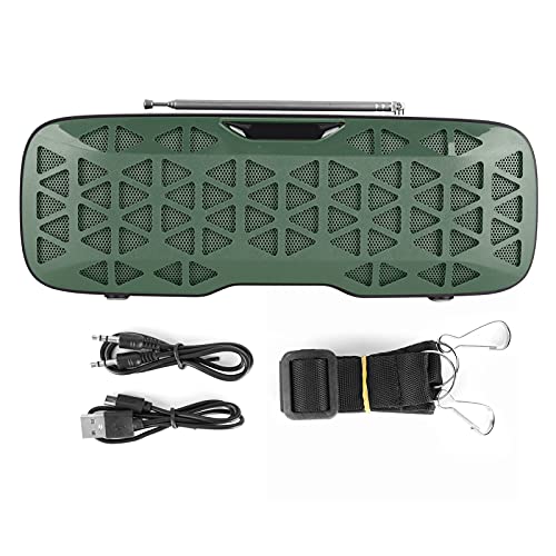 ciciglow Altavoz de Radio Bluetooth portátil 2 en 1, Altavoz estéreo inalámbrico TWS de 2 x 3 W con batería de 1200 mAh 2 x 3 W para Fiestas de Viaje al Aire Libre(Verde)