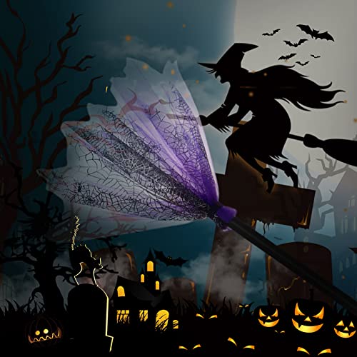 Cigovd Scary Halloween Witch Broom Espeluznante Escoba de Bruja de plástico Cosplay Brujas Broomstick Props para Halloween Cosplay Favors Party Bar Decoración de la casa embrujada